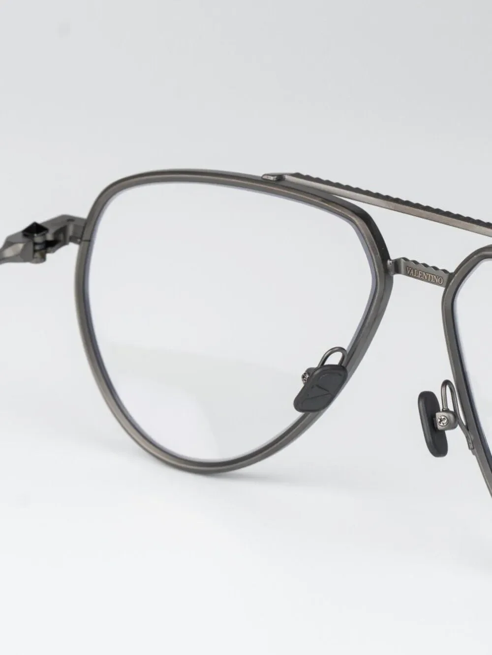Valentino Women Eyeglasses Matte Black Rhodium Pilot V-STUD-II VLX-133 B
